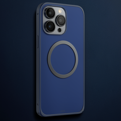 Joko Apple İphone 15 Pro Max Kılıf Metal Bumper Magneticsafe Kapak - Lacivert