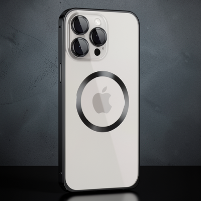 Joko Apple İphone 15 Pro Max Kılıf Metal Bumper Magneticsafe Kapak - Siyah