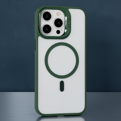 Joko Apple İphone 15 Pro Max Kılıf Roblox Lens Magsafe Standlı Kapak - Koyu Yeşil