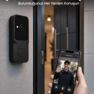 Wi-Fi Bağlantılı Akıllı Kapı Zili  Telefon Kontrollü HD Güvenlik Sistemi