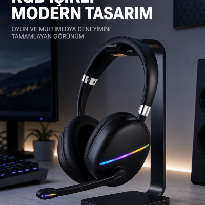 Kablosuz Bluetooth 5.0 Kulaklık RGB Işıklı Tasarım