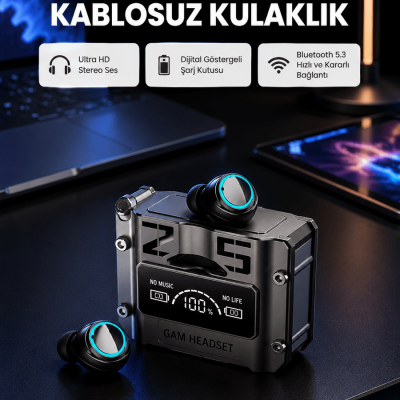Kablosuz Bluetooth 5.3 Kulaklık – Aktif Gürültü Engelleme ve Gecikmesiz Oyun Modu