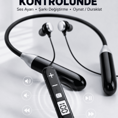 Kablosuz Bluetooth Boyun Kulaklığı Mikrofonlu Müzik Dinleme Çağrı Cevaplama Ses Kontrollü Kulak İçi Kulaklık