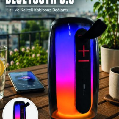 Kablosuz Bluetooth Hoparlör RGB Ambiyans Işıklı USB ve TF Kart Destekli