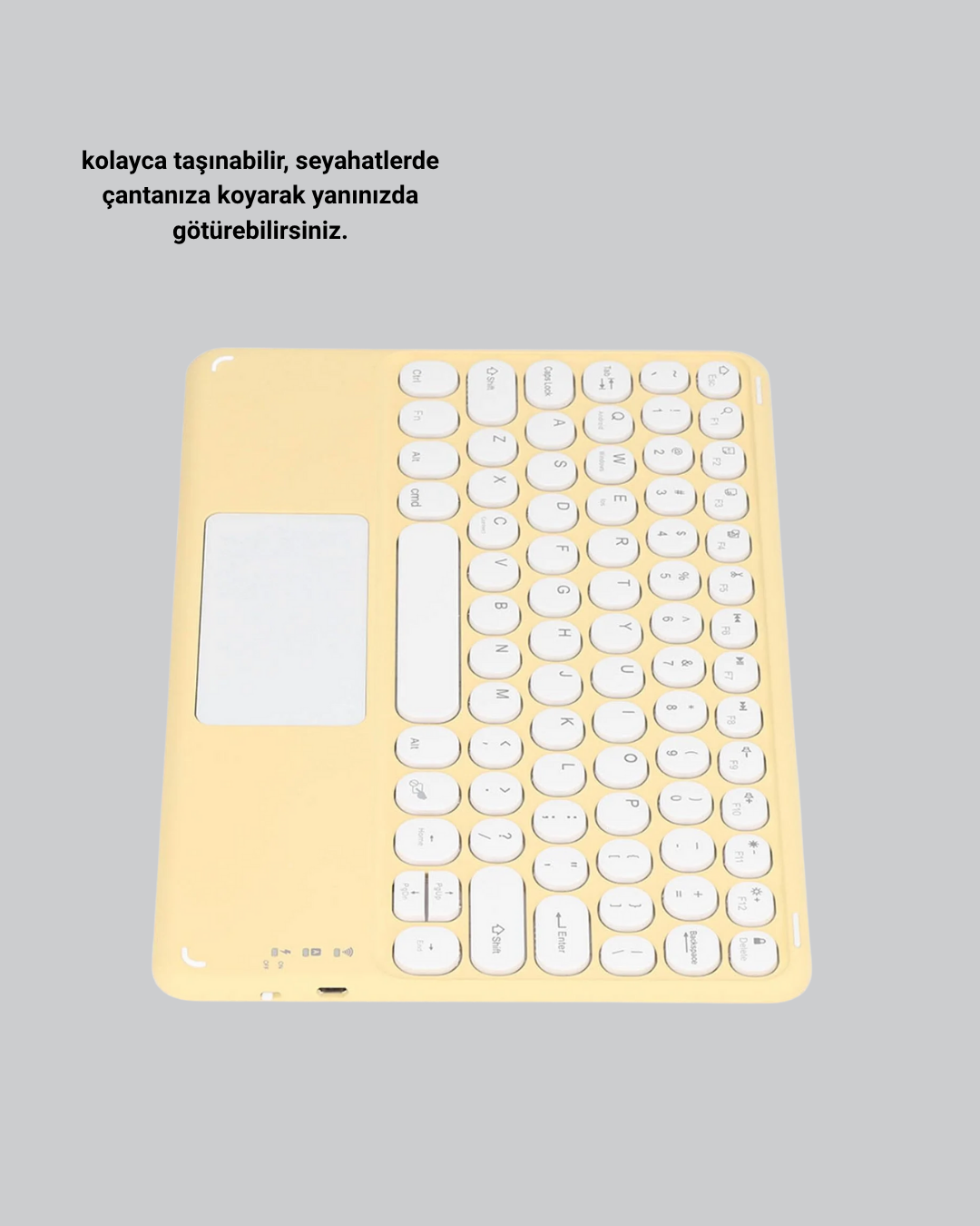 Bluetooth Kablosuz Klavye – İnce Slim Model, Tablet ve Akıllı TV Uyumlu, Sessiz Tuşlu Taşınabilir Klavye