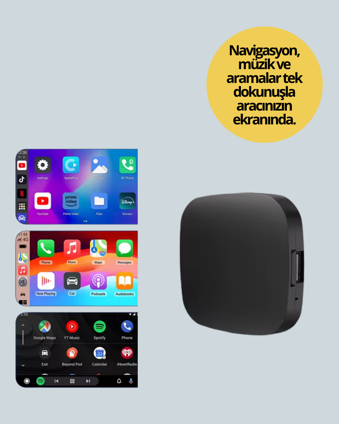 Çift Bant WiFi Android Auto Kablosuz Bağlantı Cihazı Yeni Nesil