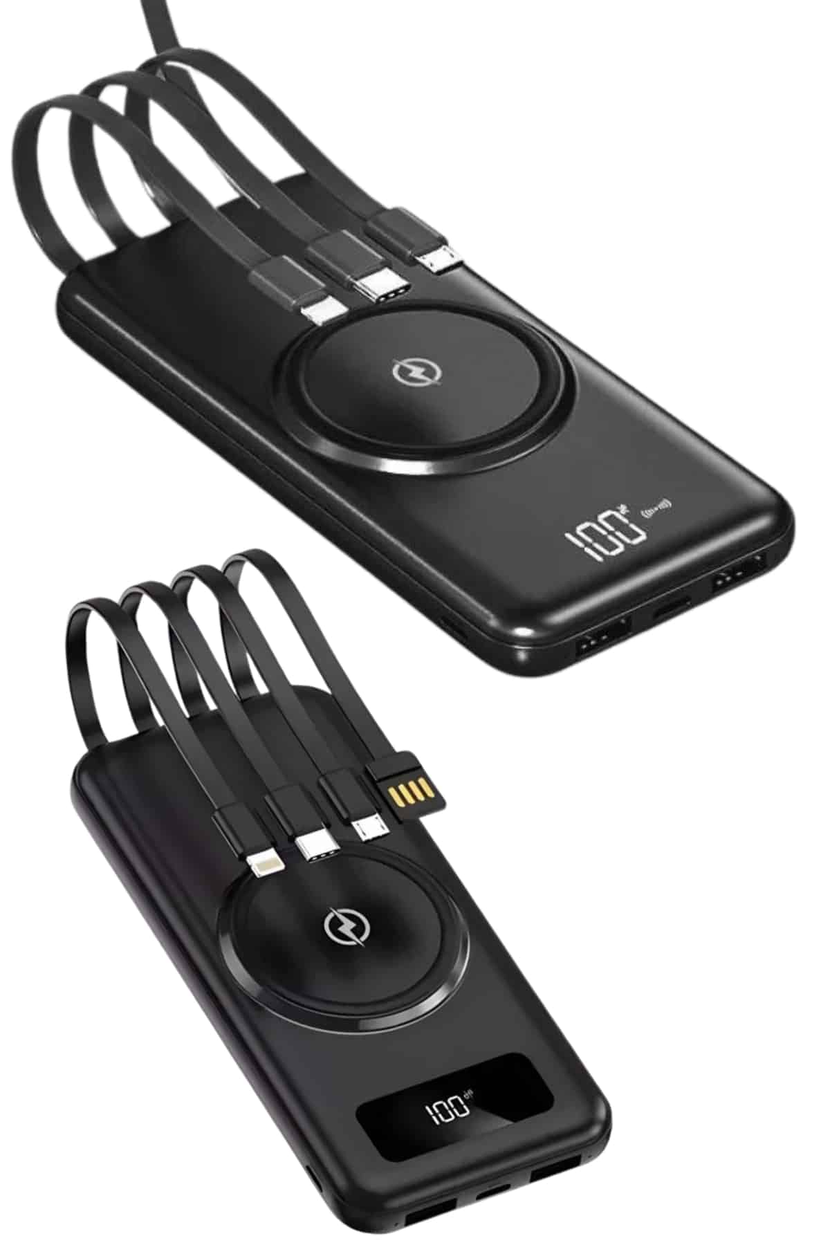 Kablosuz Çoklu Şarj Girişli 10.000 Mah Kablolu Powerbank Taşınabilir
