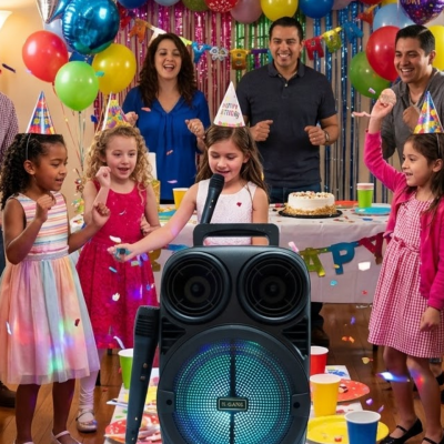 Kablosuz Karaoke Hoparlör Mikrofonlu RGB Işıklı Bluetooth Speaker USB TF Kart Destekli