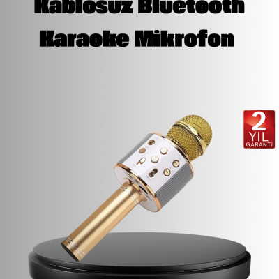 Kablosuz Karaoke Mikrofon USB AUX Destekli Parti ve Eğlence İçin