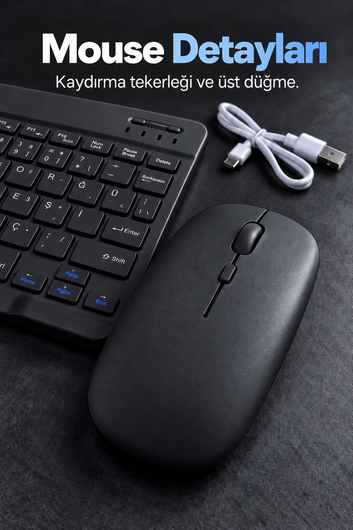 Kablosuz Klavye Mouse Takımı Türkçe Karakterli Tuşlar