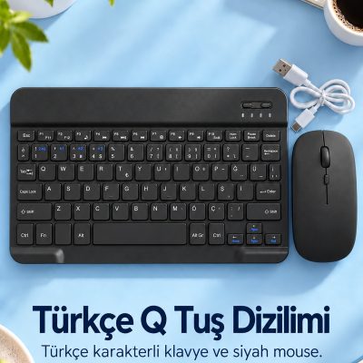 Kablosuz Klavye Mouse Takımı Türkçe Karakterli Tuşlar