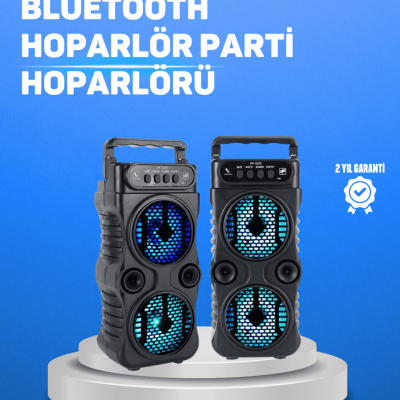 Kablosuz LED Işıklı Bluetooth Hoparlör – FM Radyolu, Mikrofon Girişli