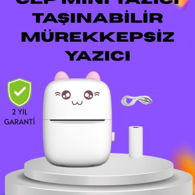 Kablosuz Mini Cep Yazıcısı Bluetooth Destekli 1200mAh Bataryalı