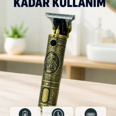 Kablosuz Saç Sakal Kesme Makinesi T Tipi Metal Bıçaklı 3 Kademeli Taraklı
