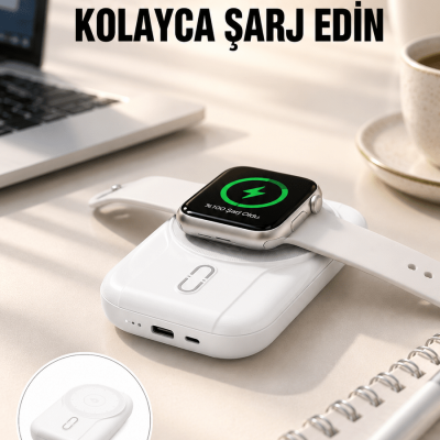 Kablosuz ve Kablolu Şarj Destekli 10000 mAh Taşınabilir Powerbank Yeni Nesil