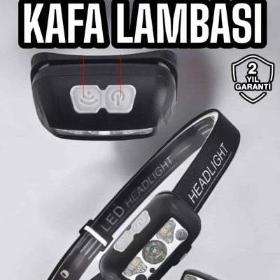 Kafa Lambası Kamp Lambası Sensörlü Şarjlı Ayarlanabilir