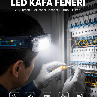 Kafa Lambası Led Fener Pratik Taşınabilir Ayarlanabilir USB Şarjlı