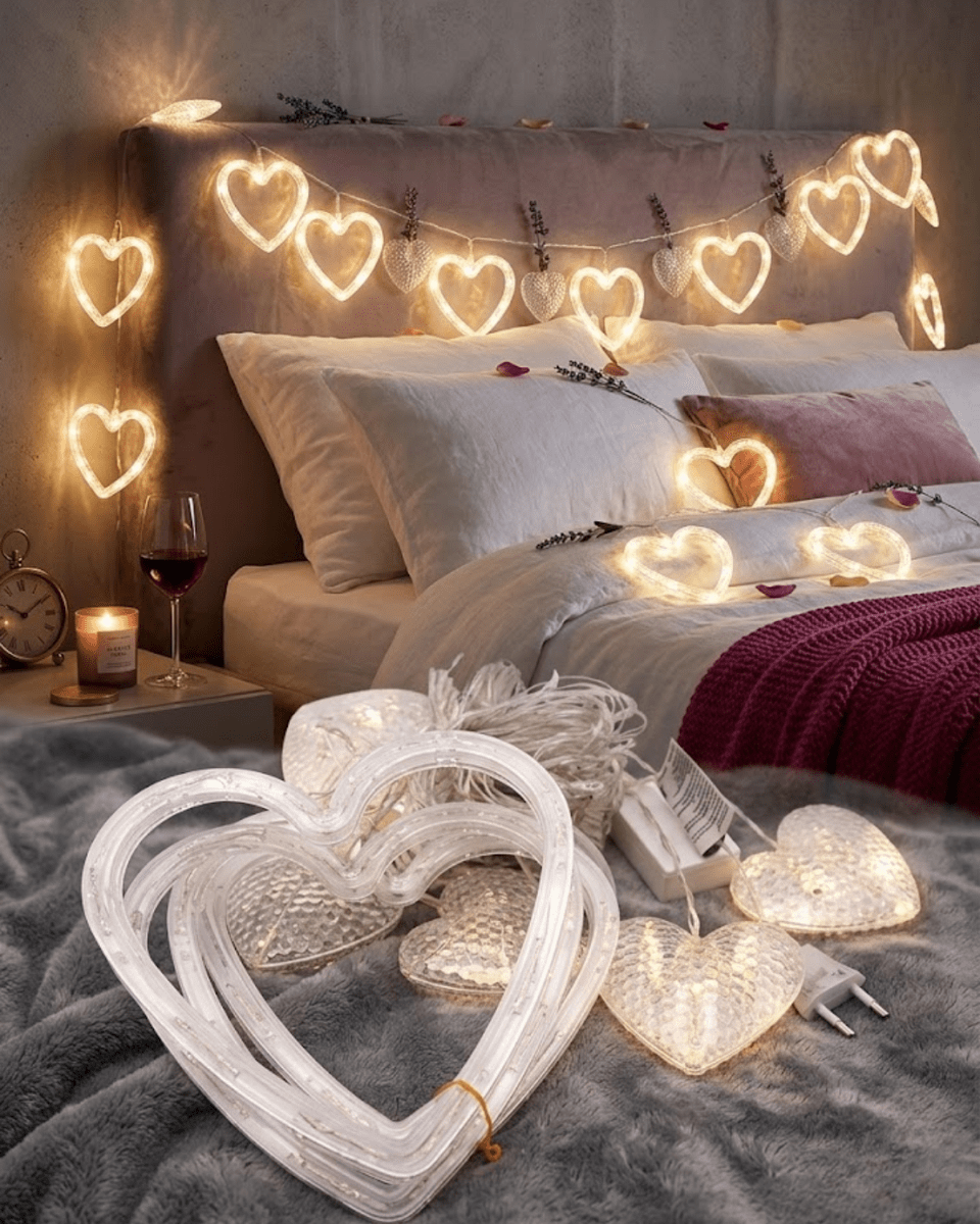 Kalp Şeklinde LED Neon Işık Dekoratif Romantik Oda ve Duvar Lambası