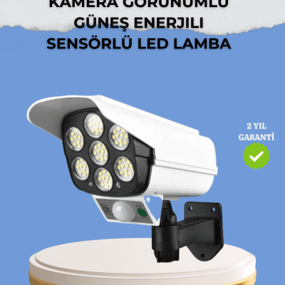 Kamera Görünümlü Solar LED Lamba Hareket Sensörlü Uzaktan Kumandalı Bahçe Duvar Aydınlatması