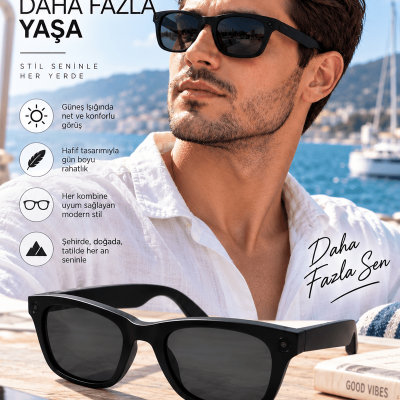 Kameralı Akıllı Güneş Gözlüğü Smart Glasses Anı Kaydetme