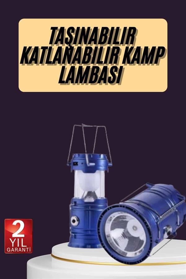 Kamp Feneri Şarj Edilebilir Güneş Enerjili Işıldak USB Şarjlı