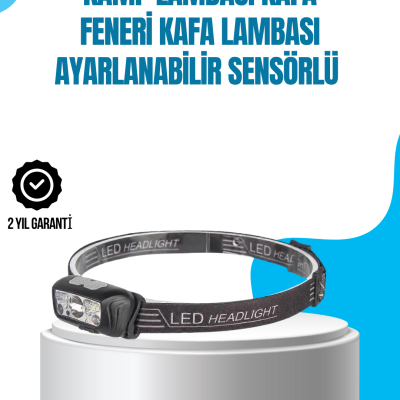 Kamp Lambası Kafa Feneri Kafa Lambası Ayarlanabilir Sensörlü Şarjlı