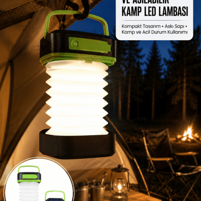 Kamp Lambası Katlanabilir Lamba Solar Şarjlı Led Lamba El Fenerli Yeni Nesil