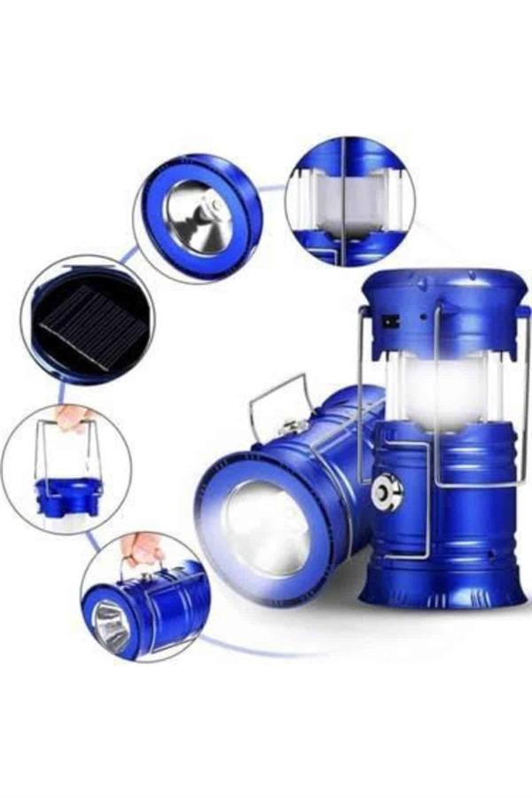 Kamp Lambası Solar Şarjlı Kızaklı Kamp Feneri Led Lamba Işıldak