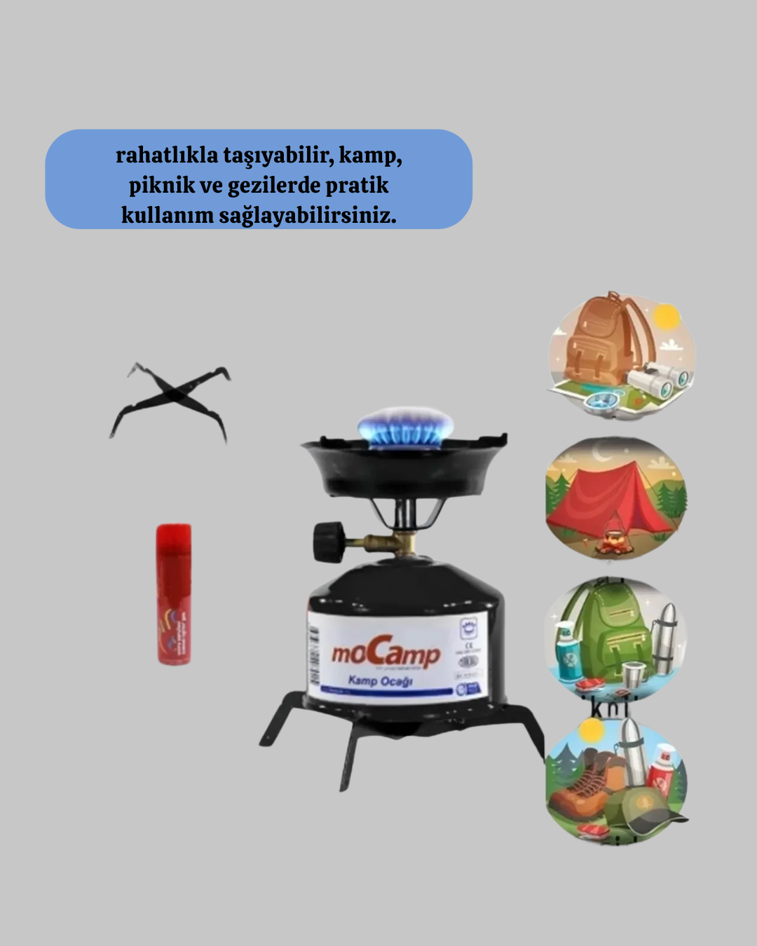 Doğa, Piknik ve Acil Durum İçin Kamp Ocağı Seti