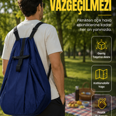 Kamp Seyahat Spor ve Piknik İçin Geniş Hacimli Katlanabilir Omuz Çantası