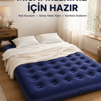 Kamp ve Festival İçin Şişirilebilir Yatak Çift Kişilik Sağlam Yapı