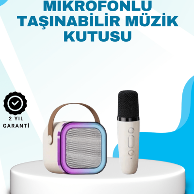 Karaoke Mikrofon Hoparlör Seti Bluetooth Kablosuz Taşınabilir