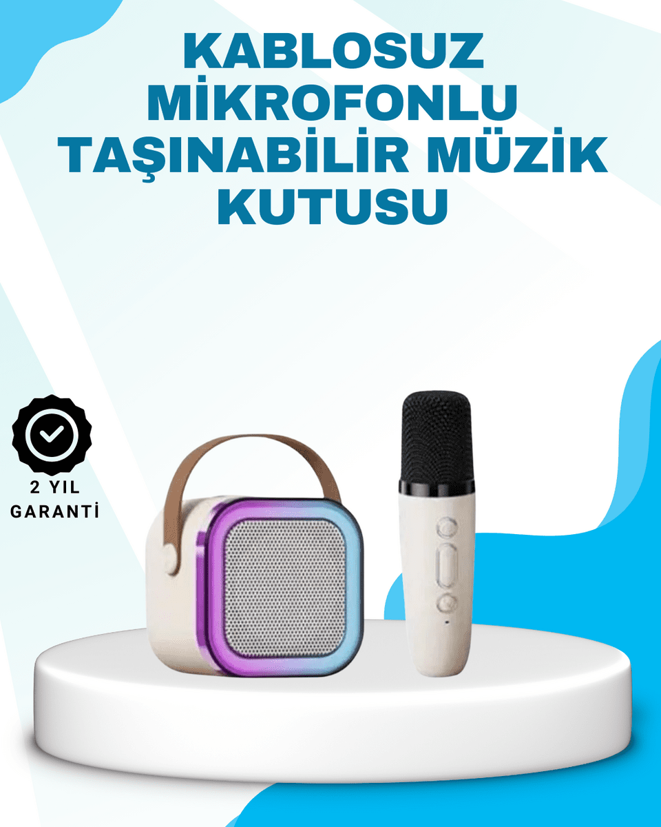 Karaoke Mikrofon Hoparlör Seti Bluetooth Kablosuz Taşınabilir