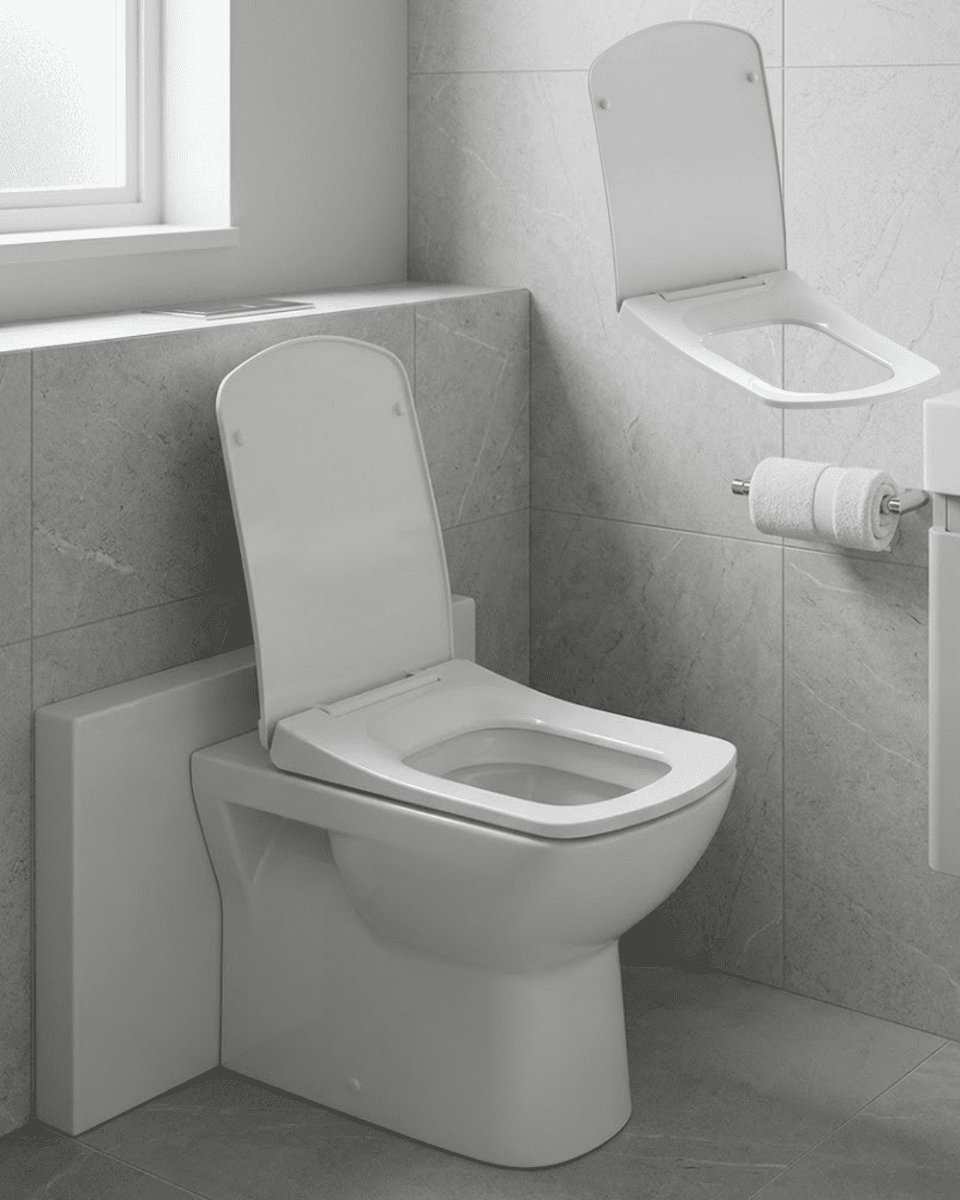 Kare Slim Klozet Kapağı Sessiz Kapanma Dayanıklı Tasarım