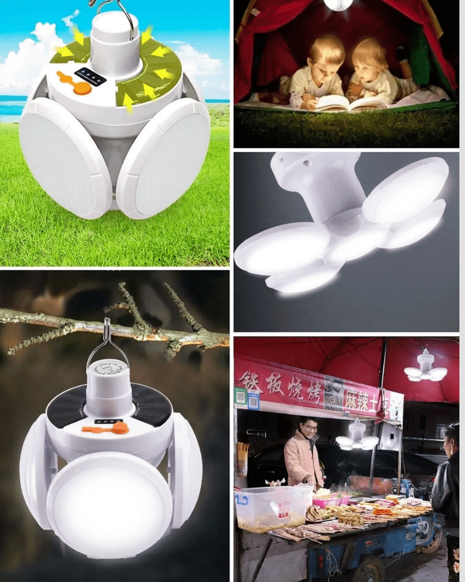 USB ve Solar Şarjlı Katlanabilir 5 Taraflı LED Lamba