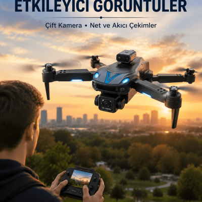 Katlanabilir Çift Kameralı Drone Uzaktan Kumandalı Hava Aracı