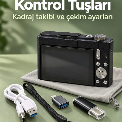 İçerik Üretimi İçin 4K Video Kamera Otomatik Odaklama ve Katlanabilir Ekran