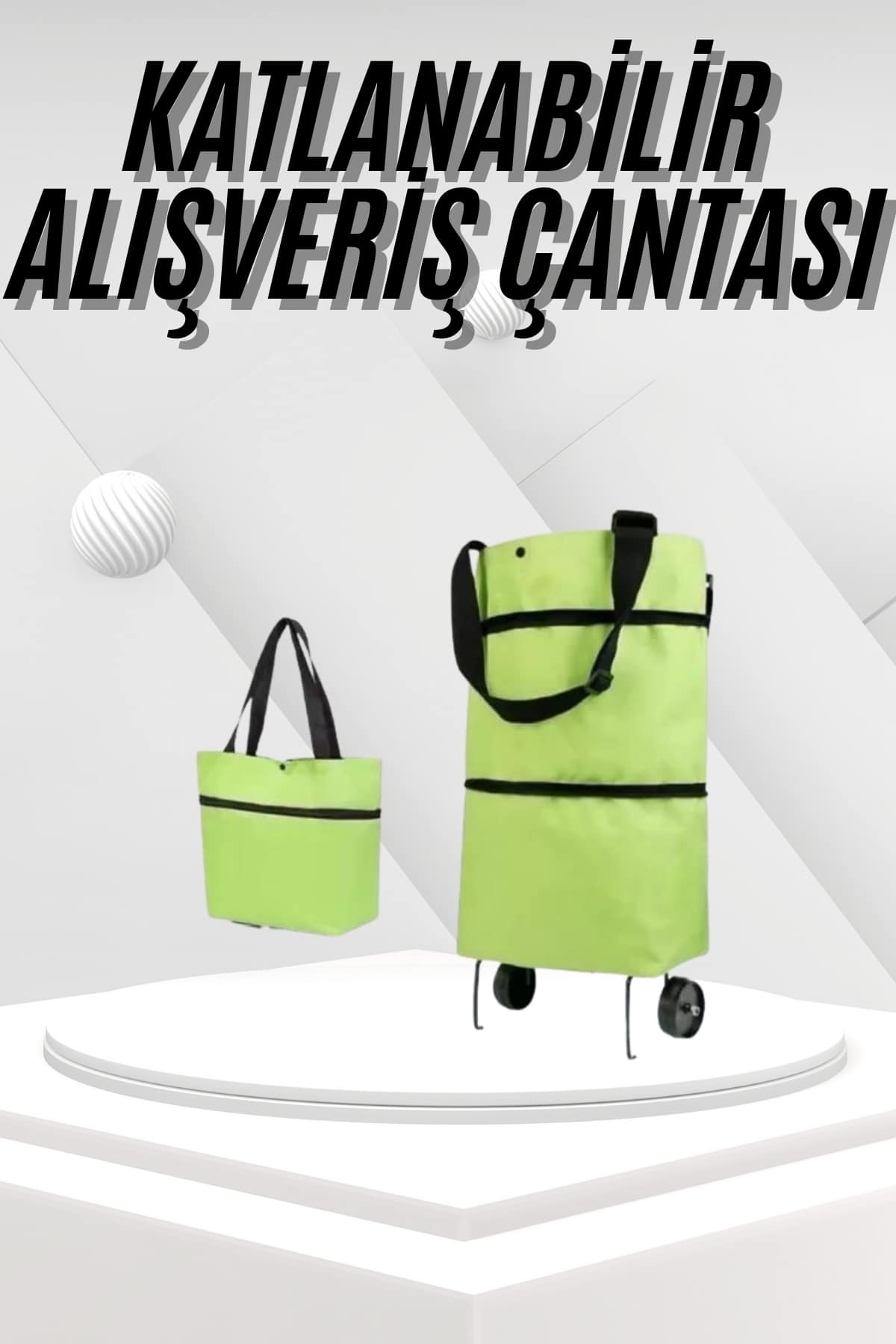 Katlanabilir Tekerlekli Pazar Market Çarşı Arabası Market Alışveriş Çantası
