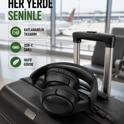 Katlanabilir USB-C Şarjlı Bluetooth Kulaklık