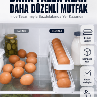 Kayar Ray Sistemli Buzdolabı Yumurta Saklama Düzenleyici Organizer
