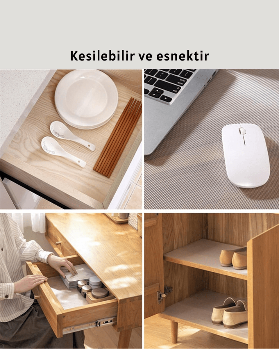 kaydırmaz şeffaf raflık