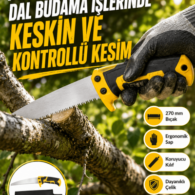 Kılıflı Budama Bahçe Testeresi 270 mm Düz Bıçaklı