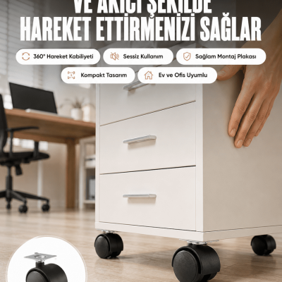Kilitsiz 4 cm Tekerlek Ayak 4’lü Set Sessiz ve Dayanıklı