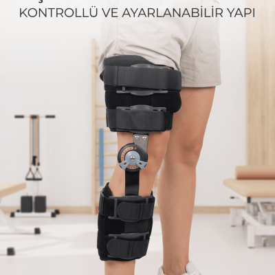 Kısa Açı Ayarlı Dizlik Menteşeli Ortopedik Diz Desteği Ayarlanabilir Sabitlemeli