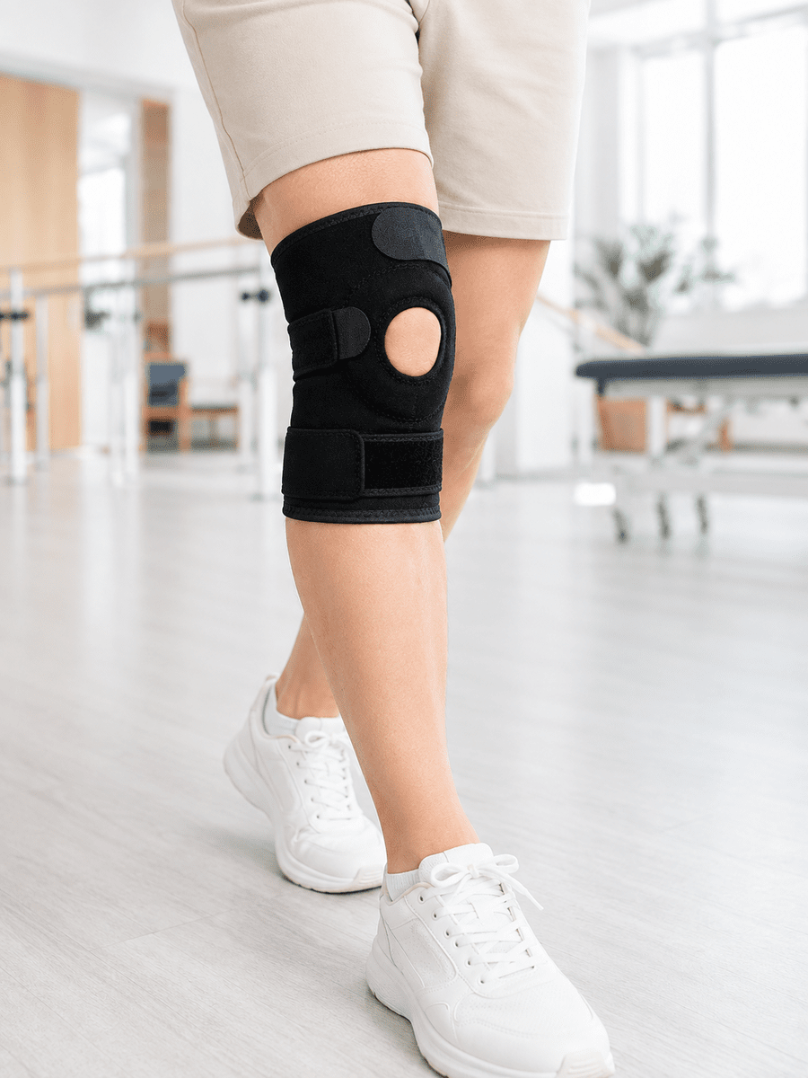 Kısa Diz Desteği Ligamentli Açık Diz Kapağı Cırtlı Ayarlanabilir Dizlik