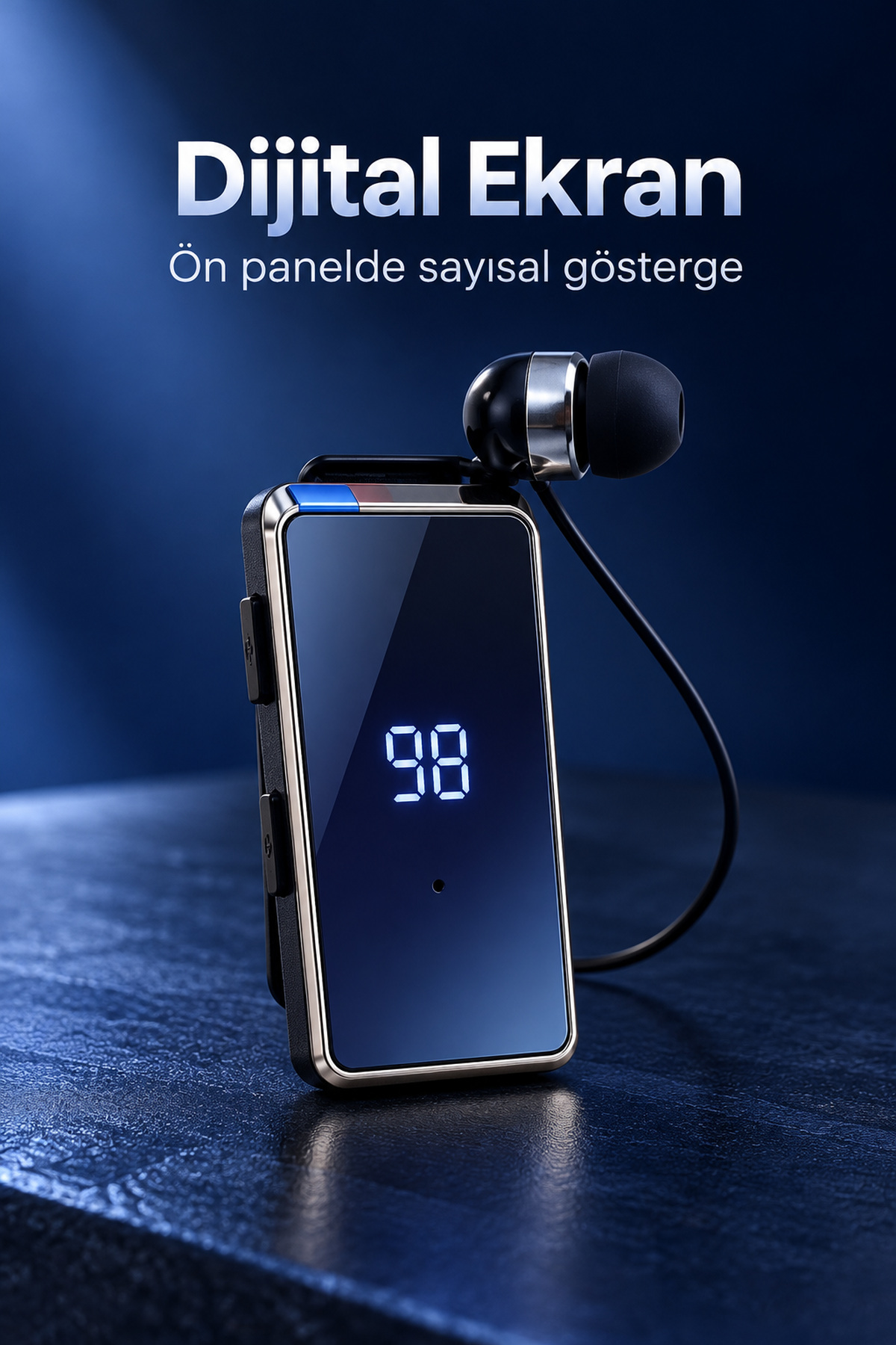 Klipsli Bluetooth Kulaklık Dijital Ekranlı Eller Serbest Görüşme