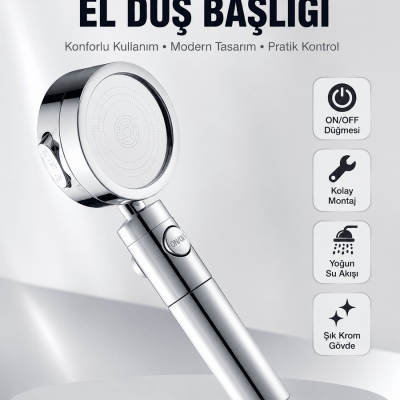 Kolay Montajlı 3 Modlu Yüksek Basınç Duş Başlığı
