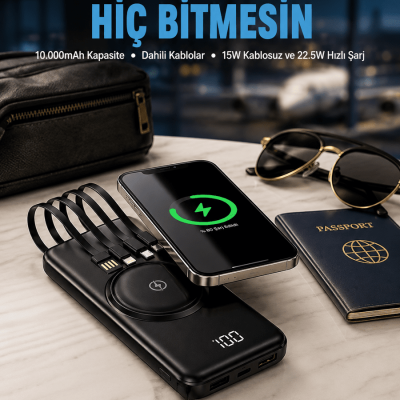 Kompakt Tasarım, Güçlü Performans – 10000mAh Kablosuz Powerbank