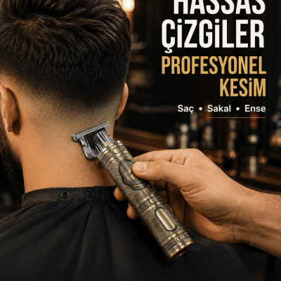 Kompakt Tasarımlı, Güçlü Motorlu Saç sakal Kesme Makinesi ve 4 Kılavuz Tarak