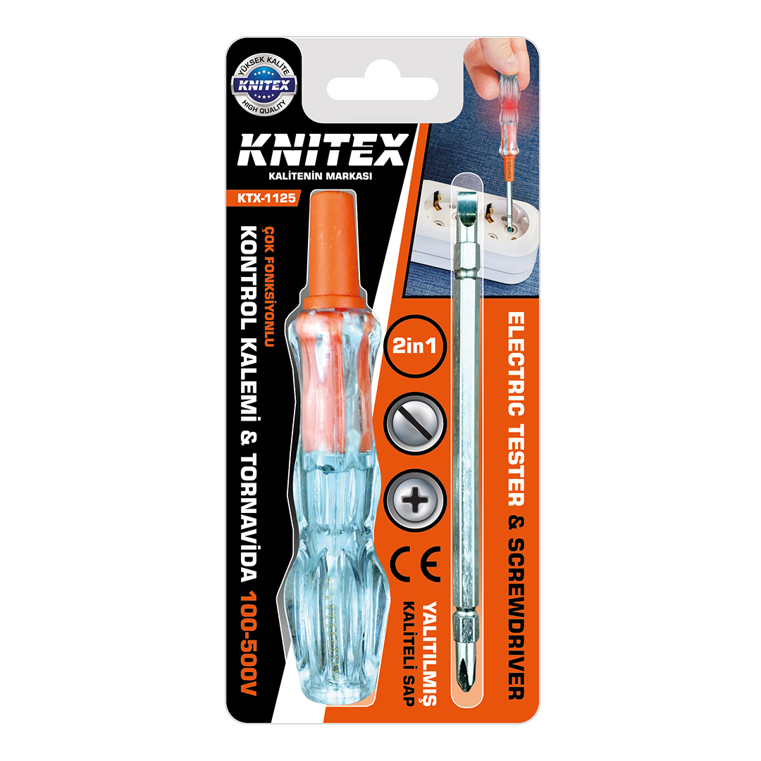 Kontrol Kalemi & Tornavida 2in1 (Düz & Yıldız, 100-500V)